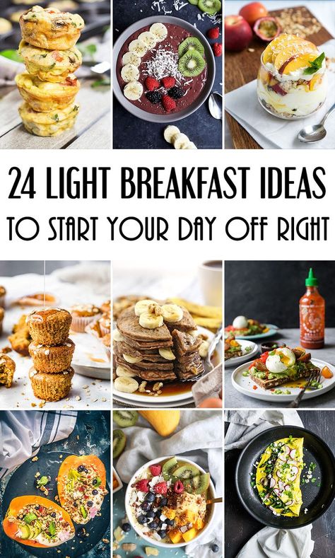 24 Light Breakfast Ideas To Start Your Day Off Right! Healthy Breakfast Ideas yummyaddiction.com Light Breakfast Ideas, Bridge Ideas, Thanksgiving Breakfast, Sweet And Sour Meatballs, Light Breakfast, Summer Breakfast, Smoothie Bowls, Healthy Work Snacks, Health Breakfast