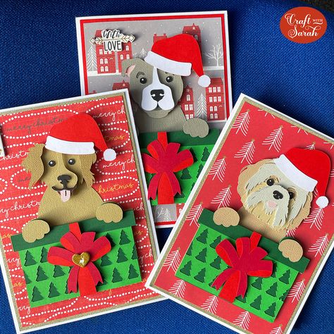 Dog Themed Christmas Cards, 3d Christmas Cards Diy, Christmas Card Ideas Drawing, Dog Christmas Card Ideas, Christmas Card With Dog, Funny Dog Christmas Cards, Dog Xmas Cards, Xmas Cards Diy, Dog Cards Handmade