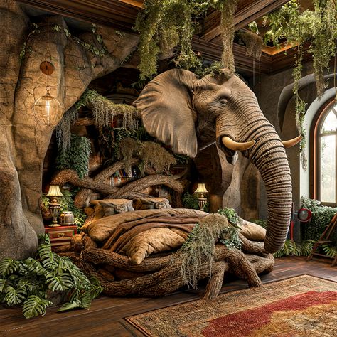 Jungle Room Ideas Bedrooms, Jungle Boys Room, Awesome Beds, Giraffe Bedding, African Bedroom, Weird Beds, Unusual Beds, Arctic Habitat, Grandkids Room