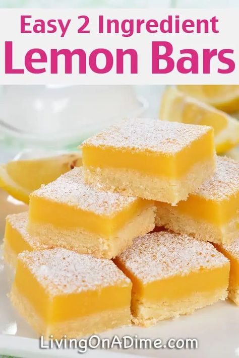 Easter Treats - Jelly Bean Bark, Bunny Bait and More Recipes - Frugal Living Two Ingredient Lemon Bars Recipe, Easter Treat Recipes, Bunny Bait Recipe, Inexpensive Desserts, Lemon Cake Bars, Easy Lemon Bars, Cake Bars Recipe, Lemon Bars Easy, Christmas Pastries