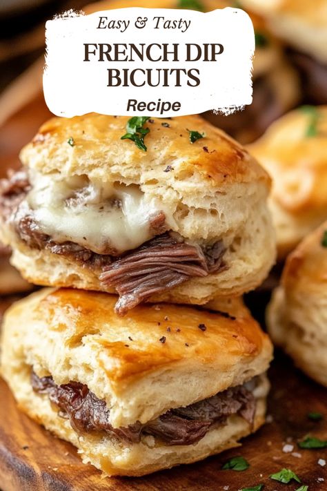 Gourmet Biscuits, Sliders Party, Roast Beef And Horseradish, French Dip Sliders, Fried Bread Recipe, Tender Roast Beef, Pillsbury Dough, Au Jus Gravy, Steak Pasta