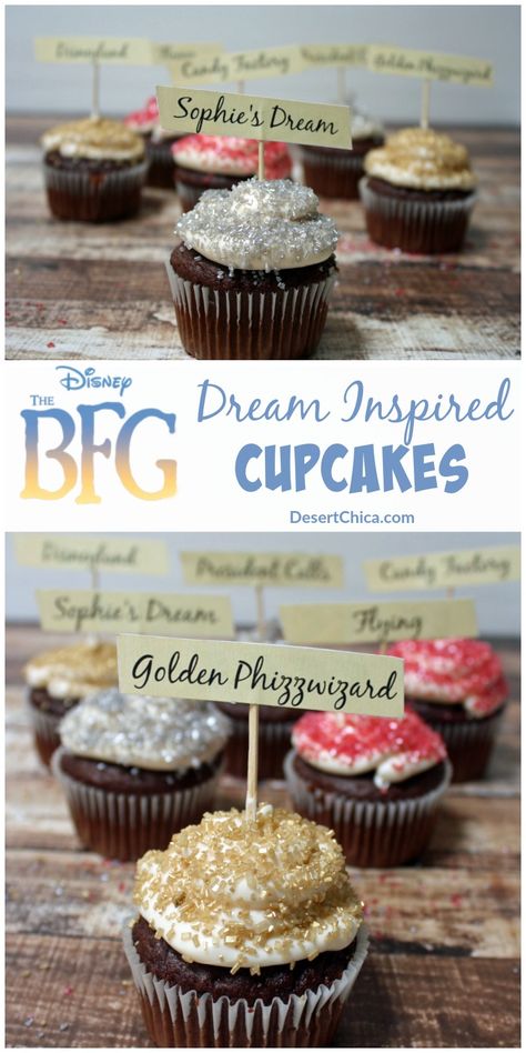 Big Friendly Giant Cupcakes with free printable cupcake toppers so you can make your own set of BFG cupcakes! Bfg Birthday Party Ideas, Bfg Party Food, Bfg Birthday Cake, Bfg Dream Jar, Bfg Party, Bfg Novel Study, The Bfg Book, Family Dessert Recipes, Disney Inspired Recipes