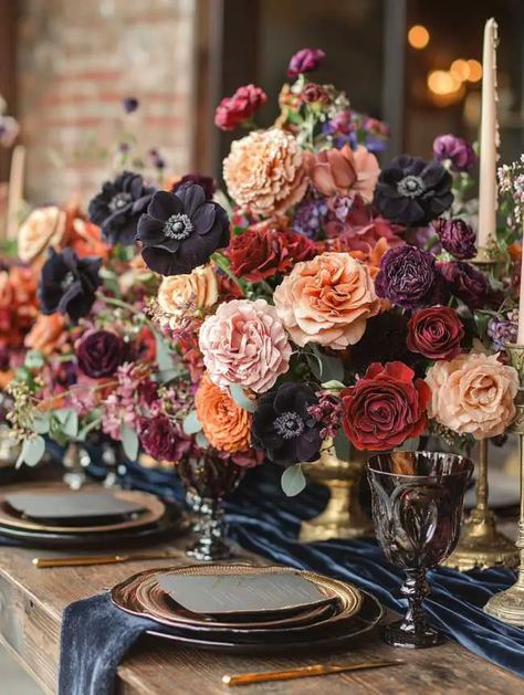 Top 37 Wedding Centerpieces Fall Flower Arrangements Ideas Wedding Centerpieces Fall, Flower Arrangements Ideas, Moody Wedding Flowers, Driftwood Centerpiece, Unique Wedding Centerpieces, Bridal Table Decorations, Simple Candle, Romantic Table Setting, Wedding Ambiance