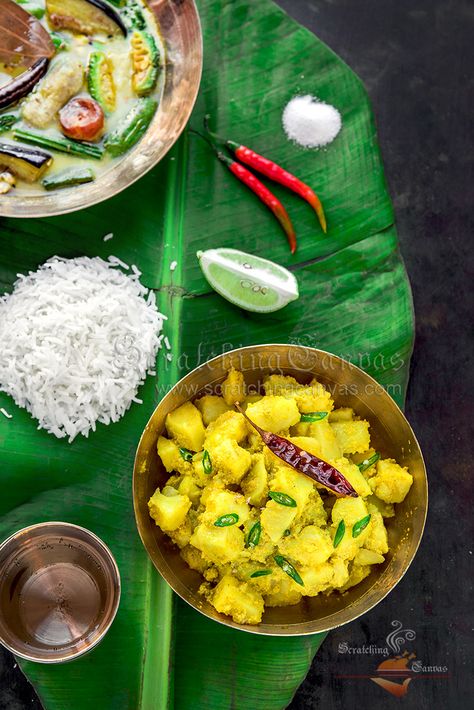 Aloo Posto Recipe Video Bengali Thali, Aloo Posto, Bengali Food, Vegetarian Dish, Vegetarian Indian, Green Chilli, Photography Styling, Peeling Potatoes, Food Photography Styling