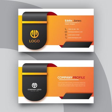 Black and orange elegant business card d... | Premium Vector #Freepik #vector #background Clean Business Card Design, Elegant Business Cards Design, Mises En Page Design Graphique, Unique Business Cards Design, Corporate Business Card Design, Business Cards Layout, Card Design Template, Graphic Design Business Card, Professional Business Card Design