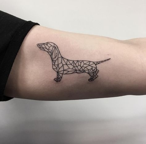 18 Dachshund Tattoo Ideas Dauchsands Tattoo, Enzo Tattoo, Dachshund Tattoo Ideas, Daschund Tattoo, Geometric Dog Tattoo, Dash Hound, Dachshund Tattoos, Dog Line Art Tattoo, Tatoo Dog