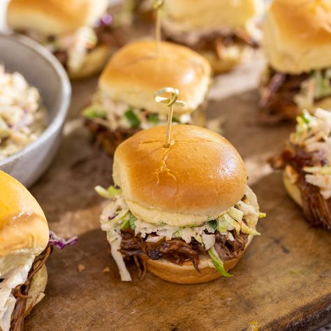 Pulled Brisket Sliders Recipe - Magnolia Brisket Sliders, Pulled Brisket, Magnolia Table Recipes, Sweet Teriyaki Sauce, Joanna Gaines Recipes, Canned Baked Beans, Slider Rolls, Pulled Pork Sliders, Pulled Pork Recipe