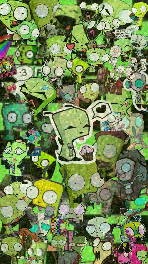 Gir! 💚🧁 Gir Wallpapers Phone, Gir Invader Zim Aesthetic, Gir Wallpapers, Cooler Wallpaper, Zim Aesthetic, Invader Zim Aesthetic, Gir From Invader Zim, Taurus Things, Kidcore Wallpaper