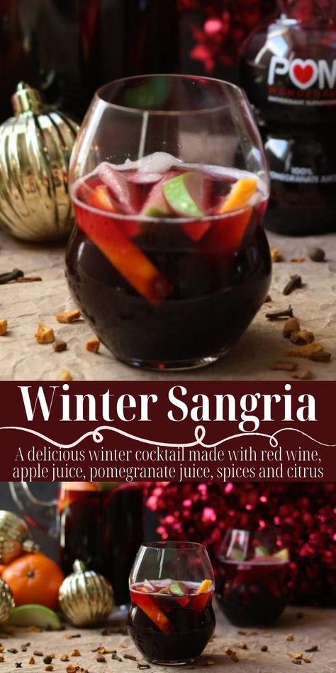 This is your new Winter Sangria recipe right here! This is a flavorful red wine sangria! It is easy to make and has all the wonderful flavors of winter citrus, cinnamon, pomegranate, and red wine. Great served over ice, chilled or at room temp. #sangria #wintersangria #redwinesangria Merlot Cocktails, Sangria Recipes Red, Sangria Recipes Easy, Winter Sangria Recipes, Red Sangria Recipes, Winter Sangria, Holiday Sangria, Red Wine Sangria, Wine Sangria