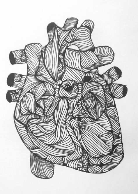 Anatomical Heart Coloring Pages, Heart Zentangle Patterns, Lineart Simple, Zentangle Hearts Patterns, Valentines Zentangle, Doodle Reference, Heart Shape Mandala Art, Zentangle Heart, Zentangle Hearts Valentines