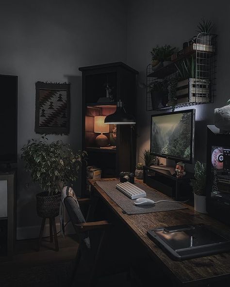 GBK on Instagram: “Morning light just hits different . . . #minimalist #desksetup #interiordesign #moodysetups #gamingsetup #moodygrams #homedecor…” Computer Desk Setup, Home Studio Setup, Appartement Design, Bedroom Setup, Gaming Room Setup, Creative Lifestyle, Room Goals, Gamer Room, Studio Setup