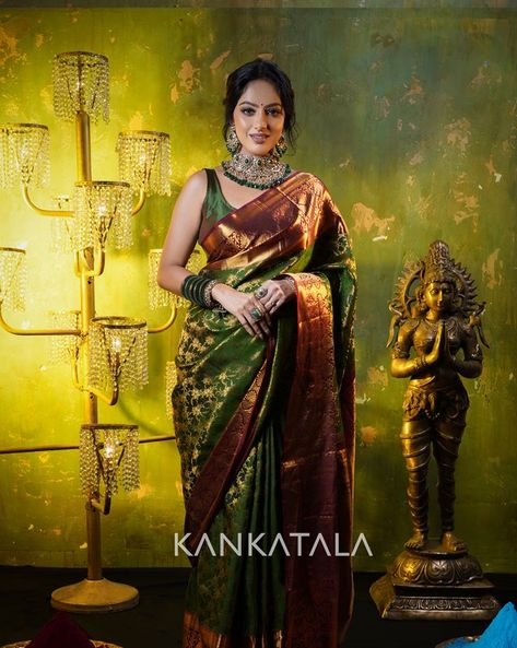 Deepika Singh, Kanjivaram Sarees Silk, Indian Wedding Fashion, Simple Saree Designs, The Color Green, New Saree Blouse Designs, Wedding Sari, Indian Goddess, Indian Saree Blouse