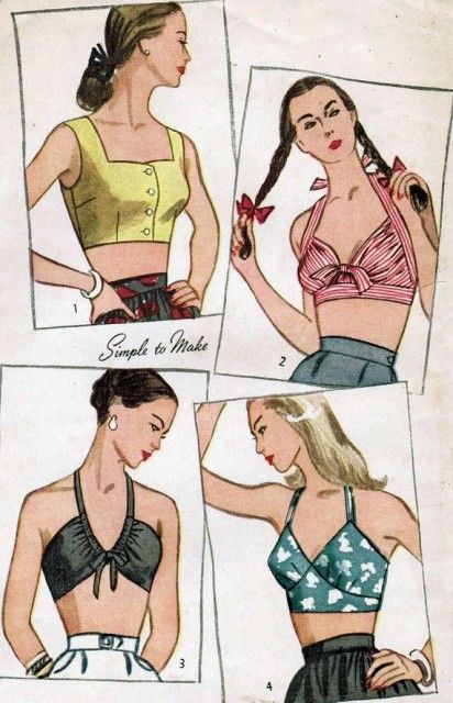 Moda Pin Up, Positive Quotes For Life Encouragement, Vintage Beachwear, Tops Pattern, Patron Vintage, Design Moda, Dress Making Patterns, Top Sewing Pattern, Easy Sewing Patterns