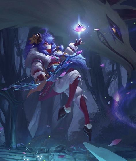 Spirit Blossom Kindred, Lambs And Wolves, Liga Legend, Spirit Blossom, Ahri Lol, League Memes, Geometric Design Art, League Of Legends Characters, Arte Cyberpunk