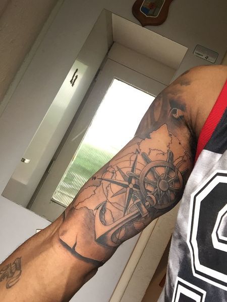 Compass Inner Bicep Tattoo, Tattoo On Biceps Men, Biceps Tattoo, Bicep Tattoos For Men, Bicep Tattoo Women, Bicep Tattoos, Nautical Tattoo Sleeve, Bicep Tattoo Men, Inner Arm Tattoos