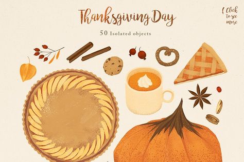 THANKY graphic set #ad , #lovely#decorative#illustrations#set Happy Thanksgiving Day, Client Gifts, Fall Holidays, Happy Thanksgiving, Save Time, Warm And Cozy, Seamless Patterns, Create Your Own, Place Card Holders