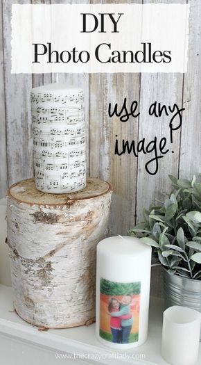 DIY Image Transfer Candles - How to make photo candles using any image Diy Image Transfer, Candle Transfer, Diy Photo Candles, Artic Circle, Christmas Candle Crafts, Homemade Christmas Presents, Transférer Des Photos, Music Candle, How To Make Photo