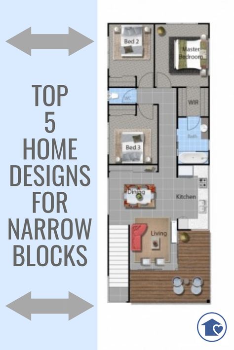 Find narrow block designs for your block from experienced builders Australia wide. #housedesigns #narrowblock Barn Apartment, Building A New Home, Australian Homes, Home Design Plans, Design Planning, Container House, House Plans, Apartment, Design Inspiration