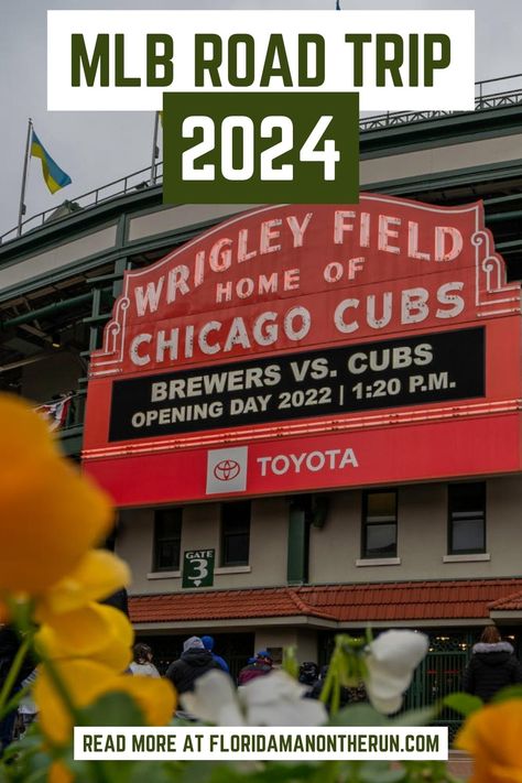 This baseball bucket list trip will take you all across the country to see 30 MLB stadiums in just 90 days! You'll see games at iconic stadiums, enjoy delicious ballpark food, and even have a chance to ride a rollercoaster! It's the ultimate trip for any diehard baseball fan! #majorleaguebaseball #openingday #mlb2024 #wrigleyfield #yankeestadium #petcopark #minutemaidpark #fenwaypark Baseball Stadium Tour, Visit All Mlb Stadiums, Baseball Stadium Map, Ballpark Food, Mlb Stadium, Baseball Buckets, Midwest Road Trip, Mlb Stadiums, Minute Maid Park