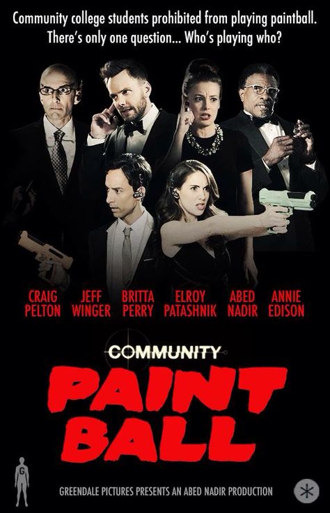 Community Paintball, Community Posters, Community Poster, Community Episodes, Community Tv Series, Community Memes, Community Tv Show, Joel Mchale, Community Tv