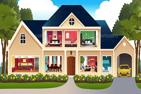 At Home Illustration, Home Vector, Family At Home, Home Illustration, House Illustration, Family Illustration, House Vector, Android Wallpaper, Kids House