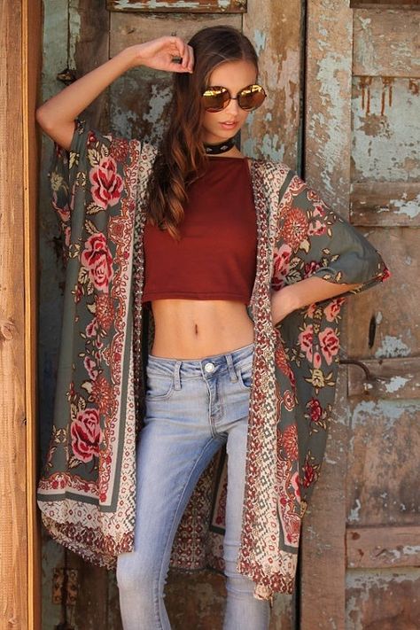 Boho Kimono Cardigan, Floral Print Kimono, Kimono Duster, Large Clothes, Boho Kimono, Womens Kimono, Print Kimonos, Floral Kimono, Kimono Cardigan