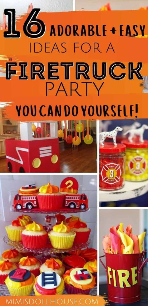 Firetruck Party Ideas to make the perfect Fire themed Party! Ring the bell...it's time to celebrate everyone's big red truck with a Firetruck Birthday party! Flames and Hoses and Ladders, Oh my! These adorable party ideas are perfect for creating a little boy's dream being a fireman! Check them out!! #fireman #firetruck #partyideas #birthday #boy #kids #kidparties #kidbirthday Firetruck Party Ideas, Fire Themed Party, Firefighter Birthday Cakes, Fire Engine Birthday, Truck Theme Birthday, Fireman Party, Firetruck Birthday Party, Fire Truck Party, Firefighter Party