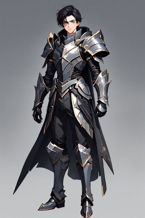 Male Warrior Outfit Design, Modern Knight Armor, Knight Anime Character Design, Armor Outfit Male, Male Armor Design, Medieval Armor Concept Art, Fantasy Knight Outfit, Armor Designs Fantasy Art, Leather Armor Art