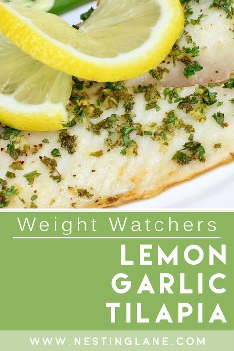 Weight Watchers Lemon Garlic Tilapia Recipe. If you're looking for a healthy and delicious fish dish, look no further than this dish is a great choice.. The combination of garlic and lemon is the perfect mix of flavors, and this dish is so easy to prepare. . You will have this main dish on the table in just 20 minutes, so it's a great option for busy nights when you don't have a lot of time to prepare dinner. MyWW Points: 1 Blue Plan and 4 Green Plan, 1 WW Freestyle Points 4 Smart Points Ww Talipia Recipes, Ww Tilapia Recipes, Weight Watchers Tilapia Recipes, Ww Fish Recipes, Weight Watchers Fish Recipes, Lemon Garlic Tilapia, Weight Watchers Zucchini, Baked Tilapia Recipes, Ww Dinners