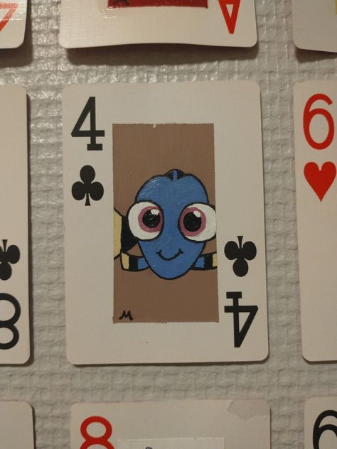 Diy Playing Cards, Card Painting, Playing Cards Art, Disney Cards, Cute Canvas Paintings, Diy Art Projects, Cute Canvas, Paint Cards, Card Drawing