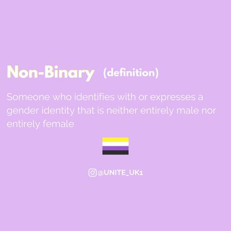 Non-binary simply means a person doesn’t identify fully as male or female. #lgbt #lgbtpride #lgbtrights #gaypride #equality #gender #nonbinary #nonbinarypride #nonbinaryrights #genderfluid Genderfluid Meaning, Non Binary Meaning, Names For Both Genders, Non Binary Pride, Gay Memes, Lgbt Love, Non Binary, Gender Identity, Lgbtq Pride