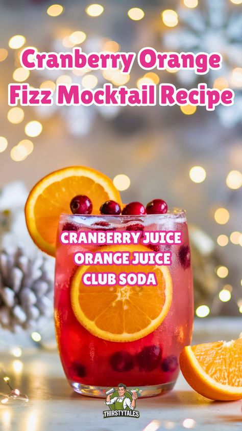 Discover the delightful Cranberry Orange Fizz Mocktail Recipe, a refreshing and festive drink perfect for any occasion! This non-alcoholic Cranberry Orange Fizz combines the vibrant flavors of cranberry and orange for a sparkling treat. Ideal for holiday celebrations, this Cranberry Orange Mocktail Recipe is a must-try. Enjoy a sparkling cranberry orange drink that's both delicious and easy to make. Cranberry Orange Drink, Cranberry Fizz Mocktail, Orange Mocktail Recipes, Orange Mocktail, Fizz Mocktail, Cranberry Fizz, Easy Mocktail Recipes, Mocktail Drinks, Orange Drink