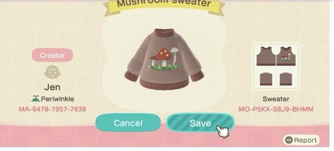 Animal Crossing Retro, Acnh Mushroom, Animal Crossing Outfit Ideas, Animal Crossing Hacks, Checkered Sweater Vest, Animal Crossing Builds, Acnh Pro Designs, Mushroom Outfit, Mushroom Sweater