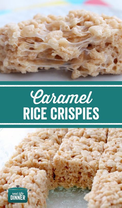 Caramel Rice Krispies, Caramel Rice Krispie Treats, Vegan Rice Crispy Treats, Chocolate Rice Crispy Treats, Crispy Treats Recipe, Rice Krispie Bars, Rice Crispy Treats Recipe, Rice Cereal Treats, Krispie Treats Recipe