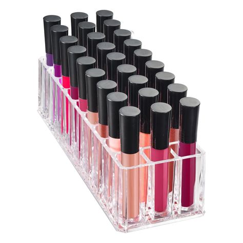 Makeup Acrylic Lip Gloss Organizer Holder! 27 Spaces Make Up Lipgloss Beauty Storage Display. Liquid lipsticks Cosmetics Brushes Pencils Mascara Skincare Eye Makeup Place, Beauty Closet, Make Up Storage, Makeup Display, Lipstick Brush, Lipstick Organizer, Makeup Storage Organization, Acrylic Organizer Makeup, Makeup Holder