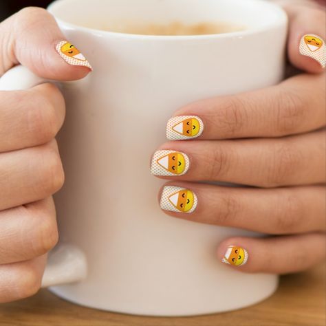 Promo: Kawaii Candy Corn Minx Nail Art #halloween #thanksgiving #candy #candycorn #candycorn #affiliatelink #happyhalloweenstickers #halloweenstickers #halloweenfun #stickers Candy Corn Nails, Pineapple Nails, Nail Art Halloween, Jack O Lantern Pumpkin, Easter Nail Designs, Pumpkin Nails, Minx Nails, Pineapple Pattern, Diy Nail Art