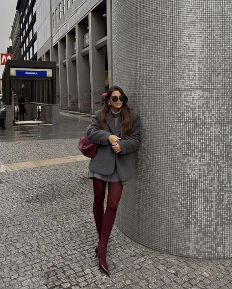 burgundy outfit, burgundy outfit ideas, maroon outfit, trendy fall outfits, burgundy tights Merlot Boots Outfit, Burgundy Old Money Outfit, Cherry Style Outfit, Burgundy Red Outfit, Burgundy Boots Outfit Winter, Burgundy Aesthetic Outfit, Brown And Burgundy Outfit, Burgundy Outfit Aesthetic, Burgundy Tights Outfit