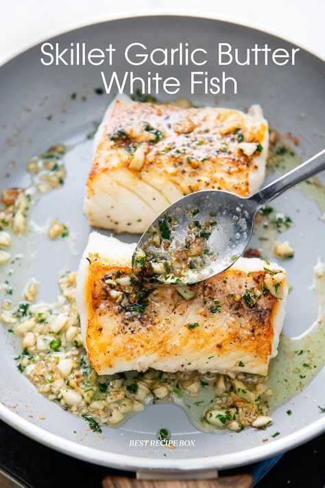 pan fried white fish recipe Cod Skillet Recipes, How To Cook White Fish, White Fillet Fish Recipes, Cod On Stove Top, Fried White Fish Recipes, Pan Seared Fish Fillet, Pan Fried White Fish, Pan Fry Cod, Frozen White Fish Recipes