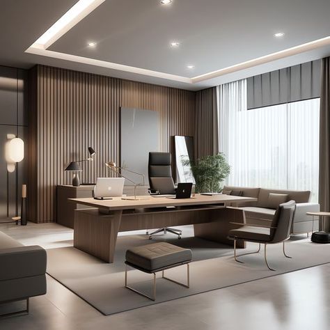 Rectangular Office Design, Office Room With Sofa, Managment Office, Ceo Office Interior Design, Boss Office Interior Design, Executive Office Design Interior, Beautiful Home Library, Executive Office Design, Japanese Style Bedroom