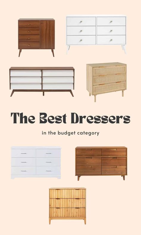 The Best Dressers (Splurge + Save) - A Beautiful Mess Dresser Nightstand Ideas, Dresser Alternative, White And Gold Nightstand, White And Gold Dresser, Teen Dresser, New Dresser, Best Dresser, Dresser Decor Bedroom, Cheap Dresser