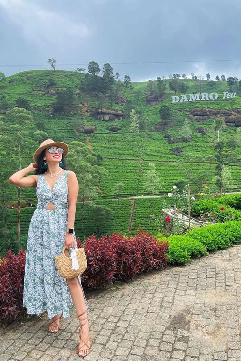 Damro Tea Estate is a nice place to stay and take some beautiful photos in Nuwara Eliya | Image Credit: @nadiaazahid from IG Tea Gardens, Nuwara Eliya, Tea Estate, Ceylon Tea, Colonial Architecture, Switzerland Travel, Tea Garden, Hill Station, Green Landscape