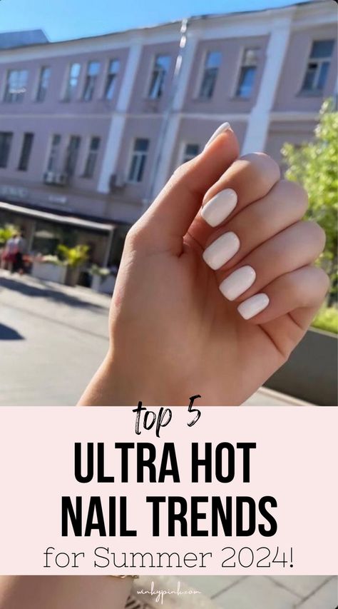 This post is all about the hottest 2024 Summer Nail Trends! From nail shapes to nail designs there is a ton of nail inspo here for your next summer manicure. American Manicure, New Nail Trends, Nail Color Trends, Short Gel Nails, Spring Nail Trends, Summer Manicure, French Nail Designs, Cute Summer Nails, Simple Nail