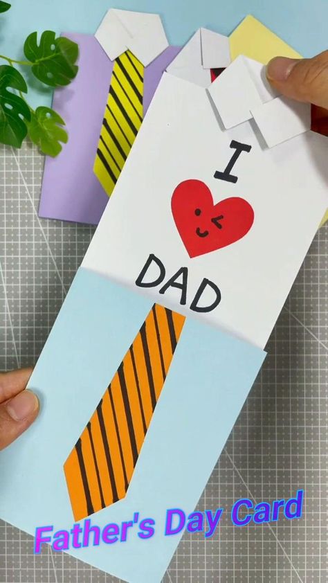 Diy Father's Day Cards, Kids Fathers Day Crafts, Diy Father's Day Crafts, Fathers Day Art, Seni Dan Kraf, Hand Crafts For Kids, Handmade Paper Crafts, Father's Day Diy, Diy Crafts For Kids Easy