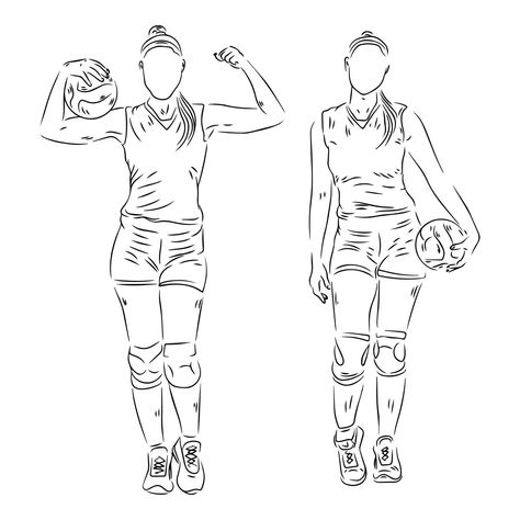 set of people playing volleyball line art ilustration Volleyball Sketches To Draw, Volleyball Sketch Art, Volleyball Cartoon Art, Playing Volleyball Drawing, People Playing Volleyball, Volleyball Vector Graphics, Playing Volleyball, Play Volleyball, Volleyball