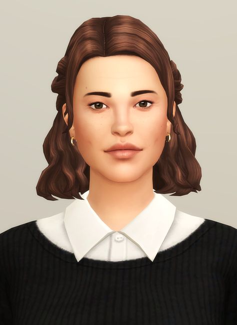 Half-up Braid Edit (18 color) | Rusty's on Patreon Half Up Half Down Short Hair, Half Braided Hairstyles, Sims 4 Patreon, Hair Half Up Half Down, Sims 4 Mm Cc, Hair Half Up, David Sims, Short Braids, Sims Hair