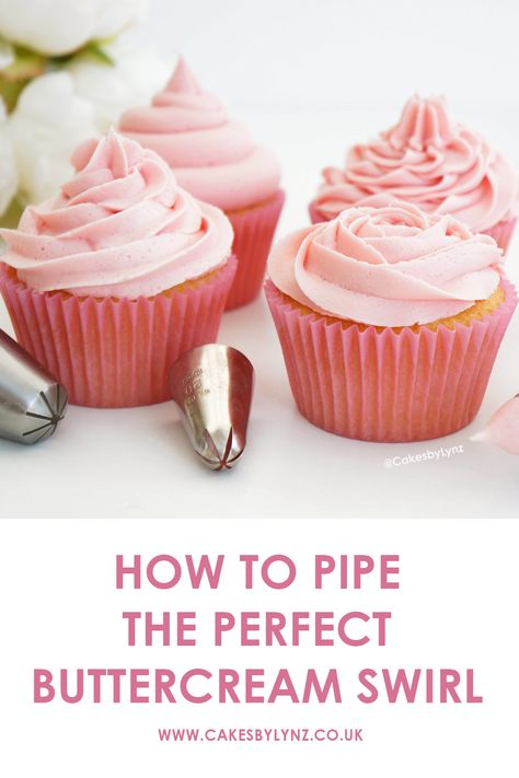 How to pipe the perfect buttercream swirl and what piping tips to use Which Piping Tip Does What, Buttercream Piping Techniques Cupcakes, Swirl Icing Cupcake, How To Swirl Frosting On Cupcakes, Icing Cupcakes Techniques Videos, Piping Cupcakes Videos, Frosting Cupcakes Techniques Videos, Cupcake Piping Techniques, Cupcake Icing Techniques