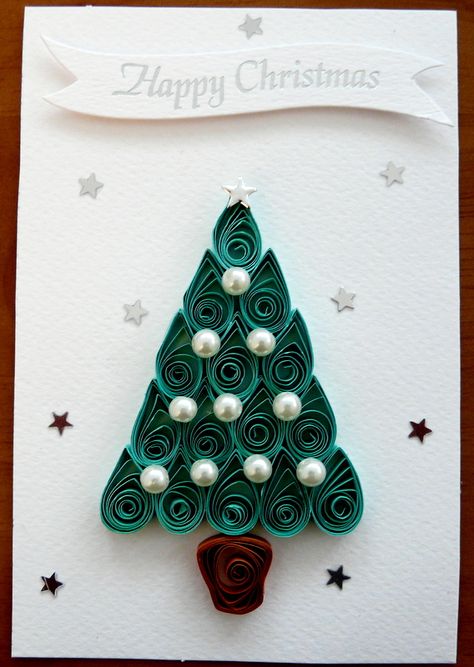 Quilled Christmas tree Quilled Xmas Tree, Diy Quilling Christmas, Christmas Tree Paper Craft, Cards Ideas, Neli Quilling, Paper Quilling For Beginners, Paper Quilling Cards, Origami And Quilling, Quilling Christmas