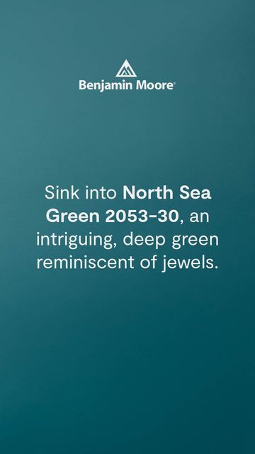 Benjamin Moore on Instagram: "Take another look at #ColorTrends2023 and plunge into color with North Sea Green 2053-30. Watch above to see how this beguiling hue blends the relaxing vibes of gray-blue with the moody blue-green of the ocean, then head to to benjaminmoore.com for a sample. #BenjaminMoore #Paint #PaintColors #Home #Design" North Sea Green Benjamin Moore, Benjamin Moore North Sea, Sea Green Kitchen, North Sea Green, Primary Bath, Van Build, Room Painting, Green Paint Colors, Moody Blues