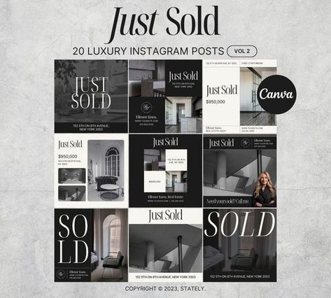 20 Just Sold Real Estate Social Media | Luxury Real Estate Marketing | Real Estate Farming | Just Sold Realtor Template | Canva Template Social media fonts #socialmediafonts Instagram fonts #instagramfonts facebook fonts #facebookfonts fonts #fonts font #font 4.414 Sold Real Estate Social Media, Real Estate Instagram Aesthetic, Just Sold Real Estate Marketing, Luxury Real Estate Branding, Just Sold Real Estate, Estate Aesthetic, Real Estate Farming, Sold Real Estate, Publication Facebook