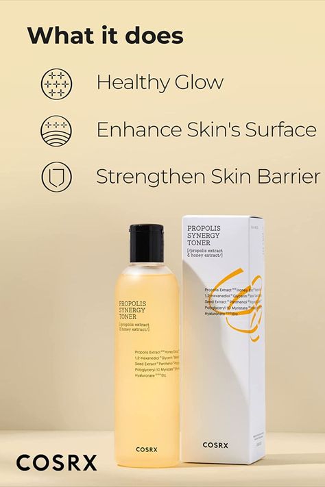 COSRX Full Fit Propolis Synergy Toner, 150ml / 5.07 fl.oz | Propolis 72.6% | Korean Skin Care, Paraben Free Propolis Synergy Toner, Types Of Acne, Korean Skin Care, Korean Skin, Simple Girl, Healthy Glow, Korean Skincare, Paraben Free Products, Toner